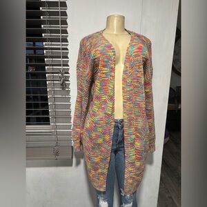 SHEIN Colorful Knit Open-Front Cardigan